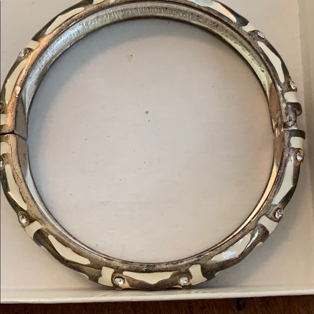 White/silver enamel bangle bracelet